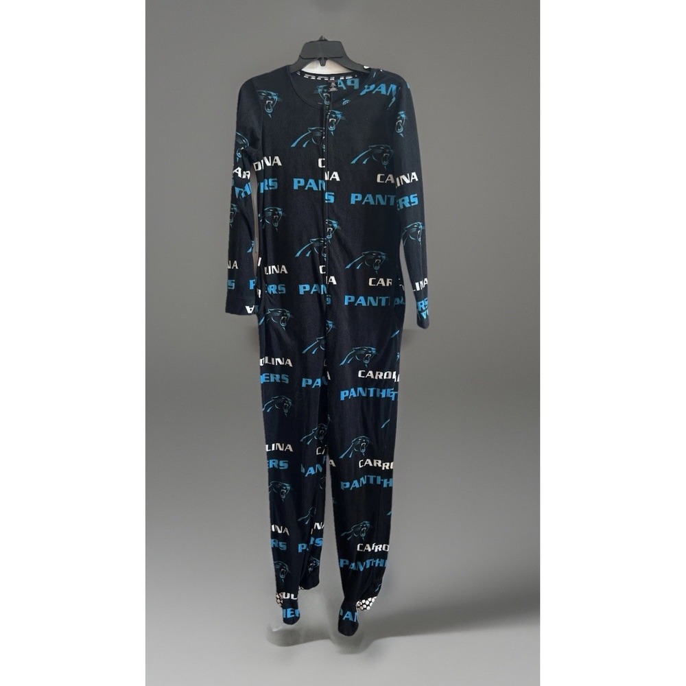 NFL Carolina‎ Panthers Football Logo Ugly Sweater Pajama One Piece Size Small PJ